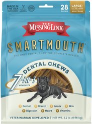 The Missing Link Smartmouth 7-in-1 Dental Chews for Large & Giant Dogs, 50 to 100-lbs, 28 count