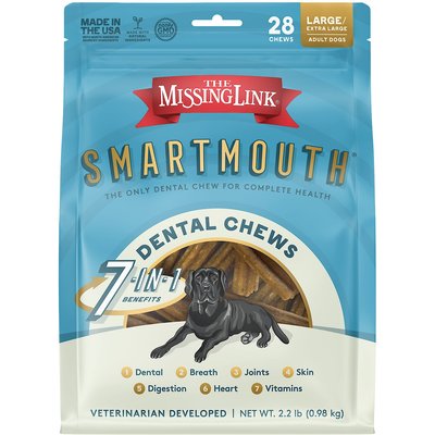 The Missing Link The Missing Link Smartmouth 7-in-1 Dental Chews for Large & Giant Dogs, 50 to 100-lbs, 28 count