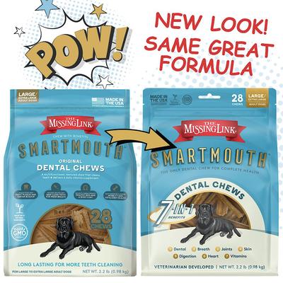 Show full view: The Missing Link Smartmouth 7-in-1 Dental Chews for Large & Giant Dogs, 50 to 100-lbs, 28 count slide 3 of 7