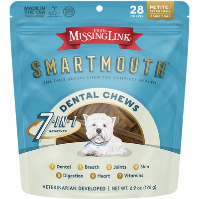 The Missing Link The Missing Link Smartmouth 7-in-1 Dental Chews for Petite & X-Small Dogs, 5 to 15-lbs, 28 count