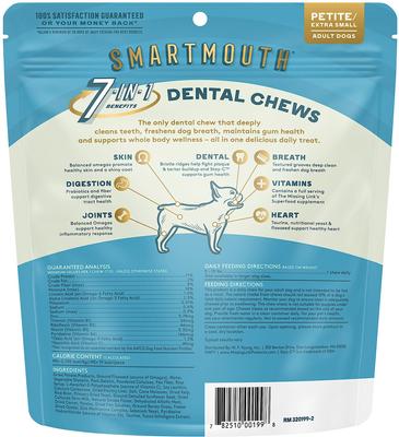 Show full view: The Missing Link Smartmouth 7-in-1 Dental Chews for Petite & X-Small Dogs, 5 to 15-lbs, 28 count slide 4 of 7