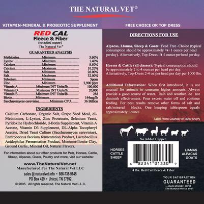 Show full view: The Natural Vet Red Cal Multi-Species Fleece & Fiber Supplement, 4-lb bag slide 3 of 3