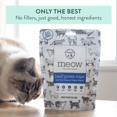 Show full view: The New Zealand Natural Pet Food Co. Meow Beef Green Tripe Freeze-Dried Cat Treats, 1.4-oz bag slide 6 of 8