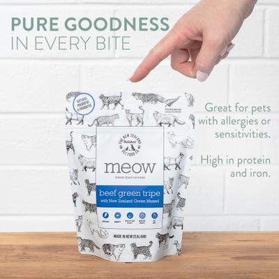 Show full view: The New Zealand Natural Pet Food Co. Meow Beef Green Tripe Freeze-Dried Cat Treats, 1.4-oz bag slide 4 of 8