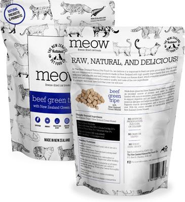Show full view: The New Zealand Natural Pet Food Co. Meow Beef Green Tripe Freeze-Dried Cat Treats, 1.4-oz bag slide 3 of 8