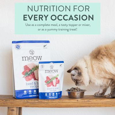 Show full view: The New Zealand Natural Pet Food Co. Meow Beef & Hoki Air Dried Cat Food, 26.5-oz bag slide 4 of 9