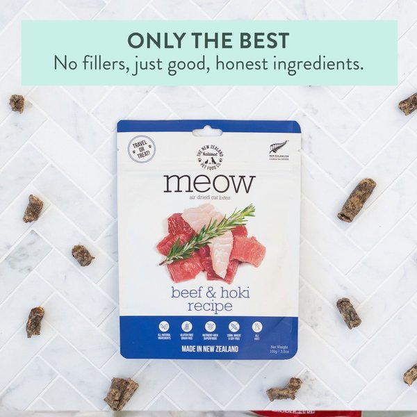 The New Zealand Natural Pet Food Co. Meow Beef & Hoki Air Dried Cat Food, 3.5-oz bag