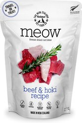 The New Zealand Natural Pet Food Co. Meow Beef & Hoki Grain-Free Freeze-Dried Cat Treats, 1.76-oz bag