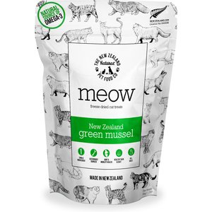 The New Zealand Natural Pet Food Co. Meow Green Lipped Mussels Freeze-Dried Cat Treat, 1.76-oz bag
