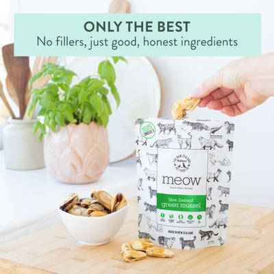 Show full view: The New Zealand Natural Pet Food Co. Meow Green Lipped Mussels Freeze-Dried Cat Treat, 1.76-oz bag slide 6 of 9