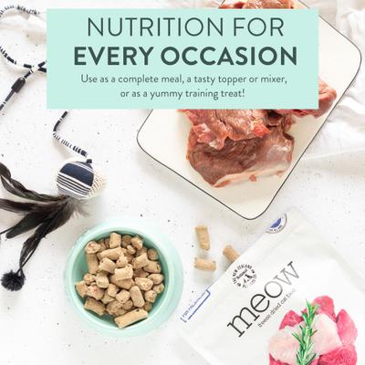 Show full view: The New Zealand Natural Pet Food Co. Meow Lamb​ & Hoki Grain-Free Freeze-Dried Cat Food, 9.9-oz bag slide 4 of 10