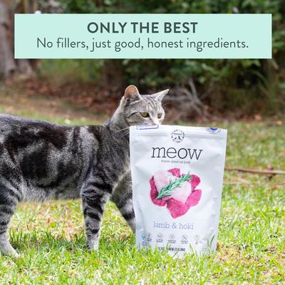 Show full view: The New Zealand Natural Pet Food Co. Meow Lamb​ & Hoki Grain-Free Freeze-Dried Cat Food, 9.9-oz bag slide 8 of 10