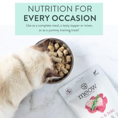 Show full view: The New Zealand Natural Pet Food Co. Meow Lamb​ & Hoki Grain-Free Freeze-Dried Cat Treats, 1.76-oz bag slide 4 of 9