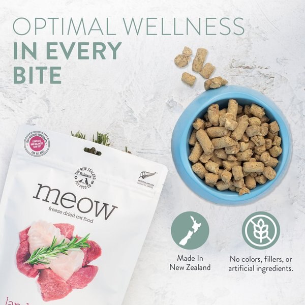 The New Zealand Natural Pet Food Co. Meow Lamb & King Salmon Grain-Free Freeze-Dried Cat Treats, 1.76-oz bag