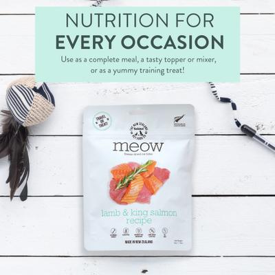 Show full view: The New Zealand Natural Pet Food Co. Meow Lamb & King Salmon Grain-Free Freeze-Dried Cat Treats, 1.76-oz bag slide 4 of 9