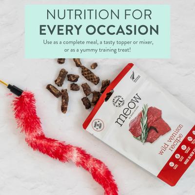 Show full view: The New Zealand Natural Pet Food Co. Meow Venison Air Dried Cat Food, 3.5-oz bag slide 4 of 10