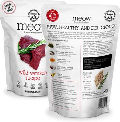 Show full view: The New Zealand Natural Pet Food Co. Meow Wild Venison Grain-Free Freeze-Dried Cat Treats, 1.76-oz bag slide 3 of 9