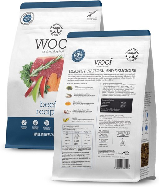 The New Zealand Natural Pet Food Co. Woof Beef Air Dried Dog Food, 26.5-oz bag