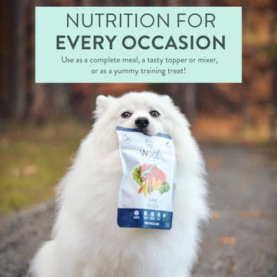 Show full view: The New Zealand Natural Pet Food Co. Woof Beef Air Dried Dog Food, 3.5-oz bag slide 4 of 9