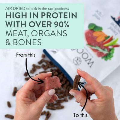 Show full view: The New Zealand Natural Pet Food Co. Woof Beef Air Dried Dog Food, 3.5-oz bag slide 5 of 9