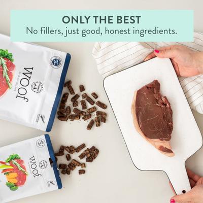 Show full view: The New Zealand Natural Pet Food Co. Woof Beef Air Dried Dog Food, 3.5-oz bag slide 8 of 9