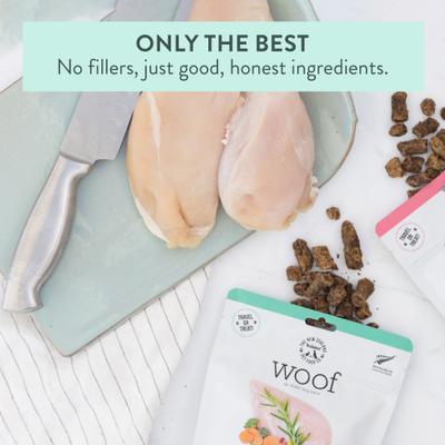 Show full view: The New Zealand Natural Pet Food Co. Woof Chicken Air Dried Dog Food, 3.5-oz bag slide 8 of 9