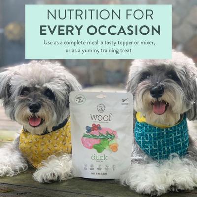 Show full view: The New Zealand Natural Pet Food Co. Woof Duck Recipe Grain-Free Freeze-Dried Dog Treats, 1.76-oz bag slide 4 of 9