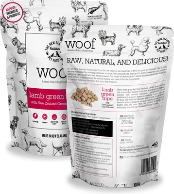 Show full view: The New Zealand Natural Pet Food Co. Woof Lamb Green Tripe Freeze-Dried Dog Treats, 1.4-oz bag slide 3 of 8