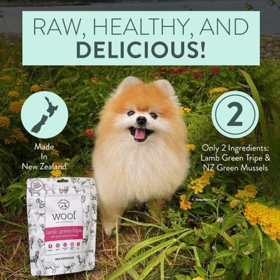 Show full view: The New Zealand Natural Pet Food Co. Woof Lamb Green Tripe Freeze-Dried Dog Treats, 1.4-oz bag slide 7 of 8