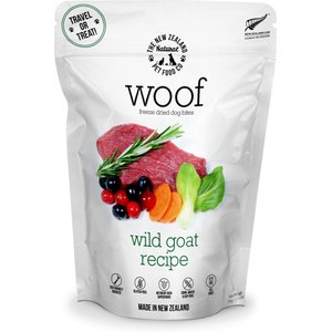 The New Zealand Natural Pet Food Co. Woof Travel Treat Wild Goat Grain-Free Freeze-Dried Dog Treats, 1.76-oz bag