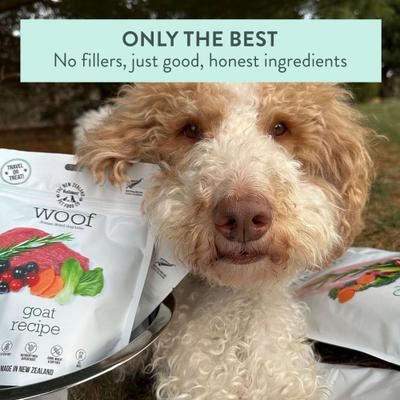 Show full view: The New Zealand Natural Pet Food Co. Woof Travel Treat Wild Goat Grain-Free Freeze-Dried Dog Treats, 1.76-oz bag slide 8 of 9