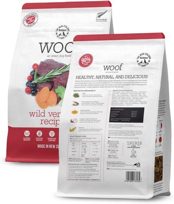 Show full view: The New Zealand Natural Pet Food Co. Woof Venison Air Dried Dog Food, 26.5-oz bag slide 3 of 9