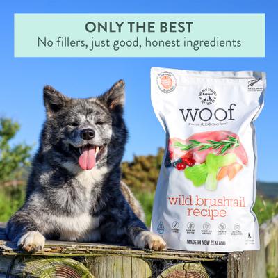 Show full view: The New Zealand Natural Pet Food Co. Woof Wild Brushtail Grain-Free Freeze-Dried Raw Dog Food, 9.9-oz bag slide 8 of 9