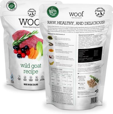 Show full view: The New Zealand Natural Pet Food Co. Woof Wild Goat Grain-Free Freeze-Dried Raw Dog Food, 2.2-lb bag slide 3 of 9