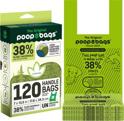 The Original Poop Bags 38% Plant-Based Pet Waste Tie Handle Bags, Green, Large, 120 count