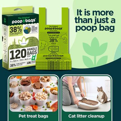 Show full view: The Original Poop Bags 38% Plant-Based Pet Waste Tie Handle Bags, Green, Large, 120 count slide 4 of 8