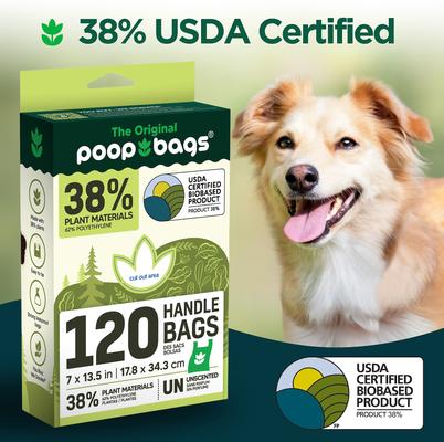 Show full view: The Original Poop Bags 38% Plant-Based Pet Waste Tie Handle Bags, Green, Large, 120 count slide 3 of 8