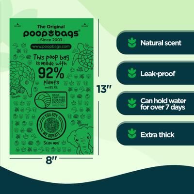 Show full view: The Original Poop Bags 92% Plant-Based Dog Poop Bags, Single Bulk Roll, 200 count slide 3 of 9