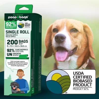 Show full view: The Original Poop Bags 92% Plant-Based Dog Poop Bags, Single Bulk Roll, 200 count slide 4 of 9