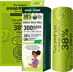 The Original Poop Bags Biobased 38% Plant-Based Dog Poop Bags, Green, Large, 300 count