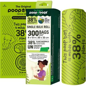 The Original Poop Bags Biobased 38% Plant-Based Dog Poop Bags, Green, Large, 300 count
