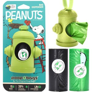 The Original Poop Bags Peanuts USDA Biobased Dog Poop Bag Dispenser with Bags, 15 count