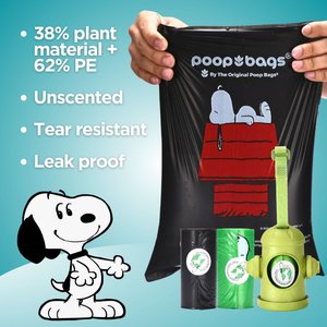 The Original Poop Bags Peanuts USDA Biobased Dog Poop Bag Dispenser with Bags, 15 count