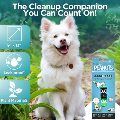 Show full view: The Original Poop Bags Peanuts USDA Biobased Dog Poop Bags, 60 count, Unscented slide 4 of 10