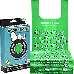 The Original Poop Bags Peanuts USDA Biobased with Tie Handle Dog Poop Bags, Unscented, 120 count