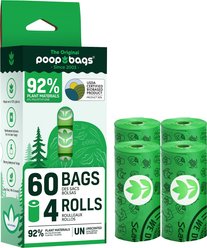 The Original Poop Bags USDA Certified 92% Plant Based Dog Waste Bags, 60 count