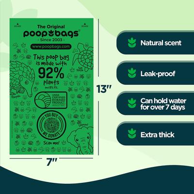 Show full view: The Original Poop Bags USDA Certified 92% Plant Based Dog Waste Bags, 60 count slide 2 of 8