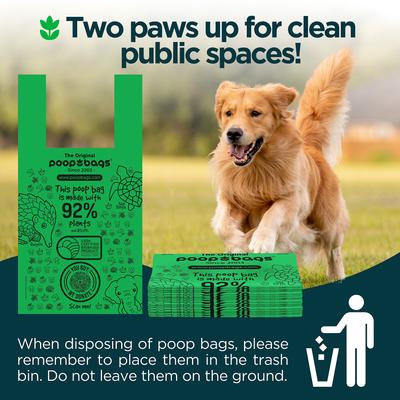 Show full view: The Original Poop Bags USDA Certified 92% Plant Based Pet Waste Tie Handle Bags, 120 count slide 7 of 9