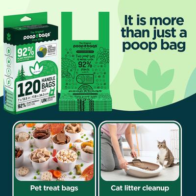 Show full view: The Original Poop Bags USDA Certified 92% Plant Based Pet Waste Tie Handle Bags, 120 count slide 5 of 9