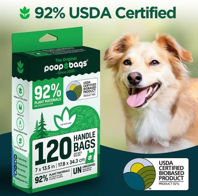 Show full view: The Original Poop Bags USDA Certified 92% Plant Based Pet Waste Tie Handle Bags, 120 count slide 4 of 9
